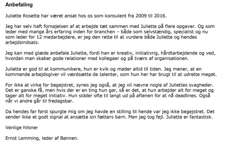 Download anbefaling af medarbejder skabelon i PDF