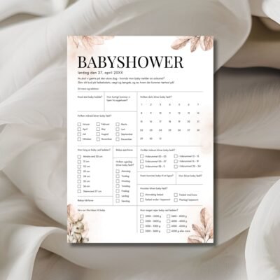 Download babyshower quiz skabelon gratis i PDF og DOC til udskrivning