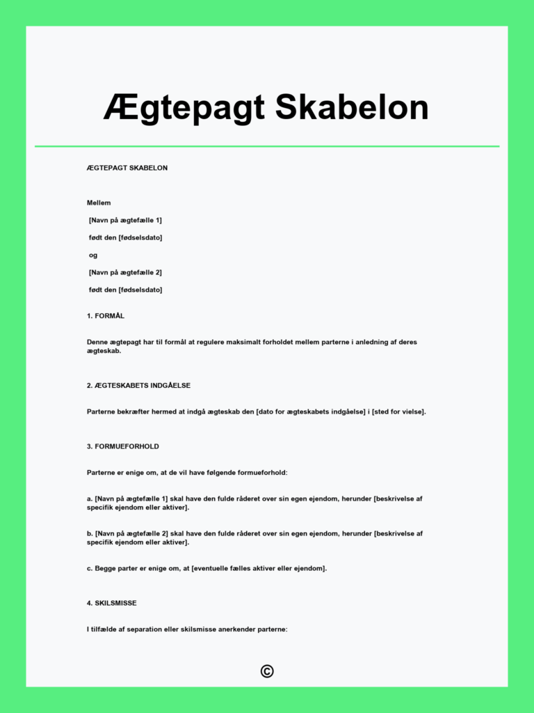Download en gratis ægtepagt skabelon i PDF