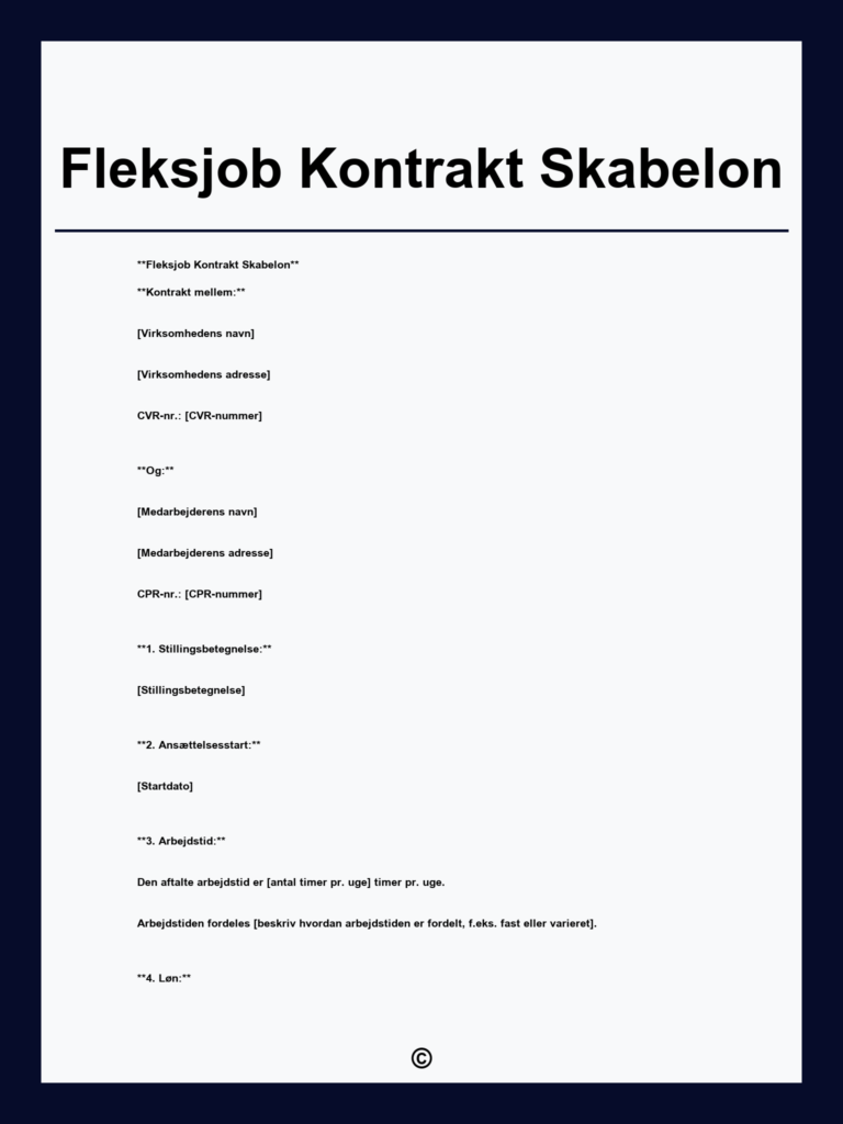 Download en gratis ansættelseskontrakt fleksjob skabelon i PDF