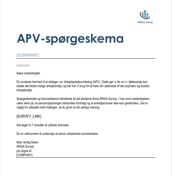 Download en gratis apv spørgeskema skabelon i PDF
