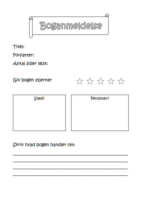 Download en gratis boganmeldelse skabelon 2 klasse i PDF