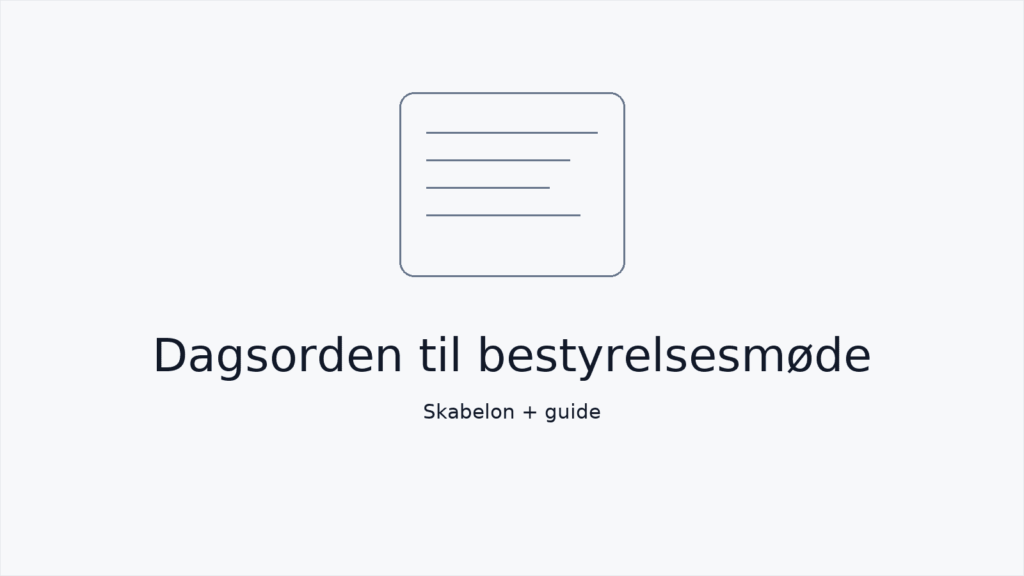 Download en gratis dagsorden bestyrelsesmøde skabelon i PDF