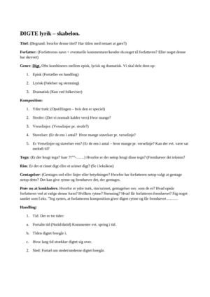 Download en gratis digt analyse skabelon i PDF