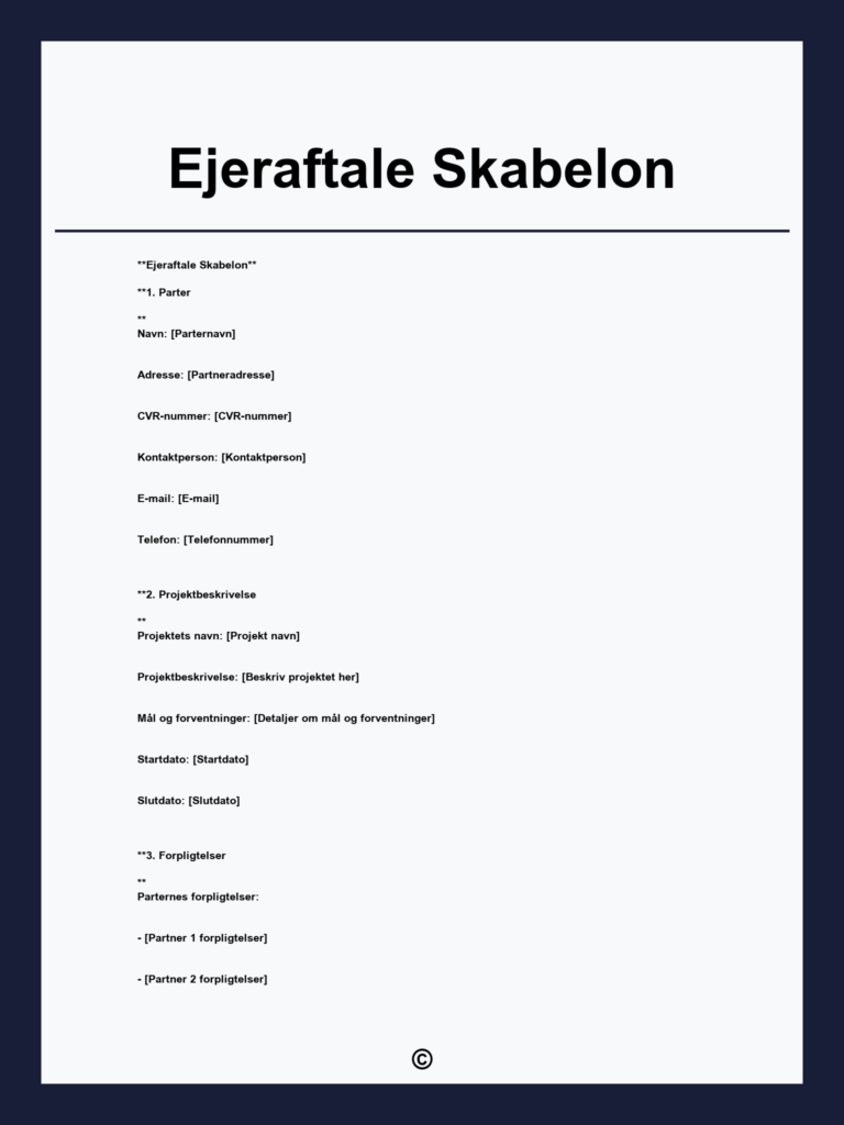 Download en gratis ejeraftale skabelon i PDF