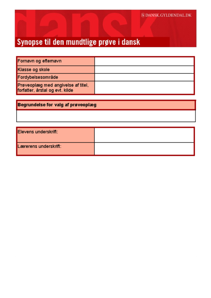 Download en gratis gyldendal synopse skabelon i PDF