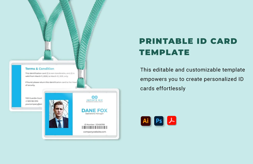 Download en gratis id kort skabelon i PDF