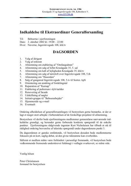 Download en gratis indkaldelse til ekstraordinær generalforsamling skabelon i PDF
