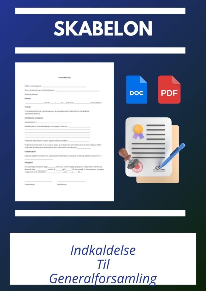 Download en gratis indkaldelse til generalforsamling skabelon i PDF