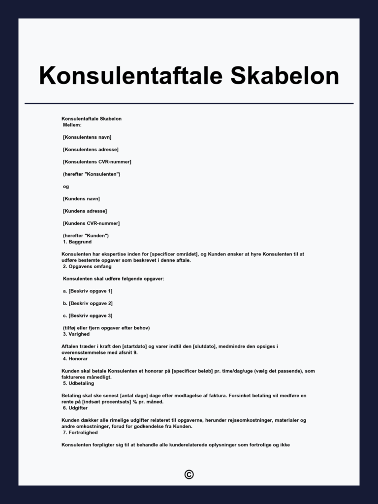 Download en gratis konsulentkontrakt skabelon i PDF