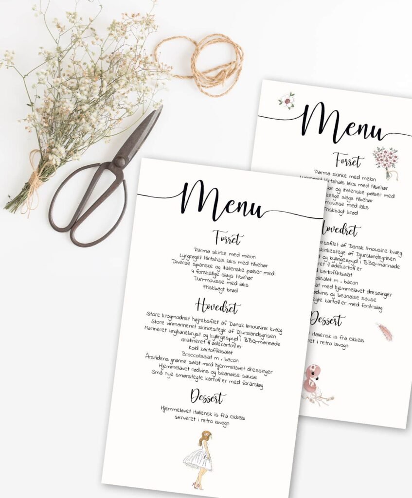 Download en gratis menukort skabelon i PDF