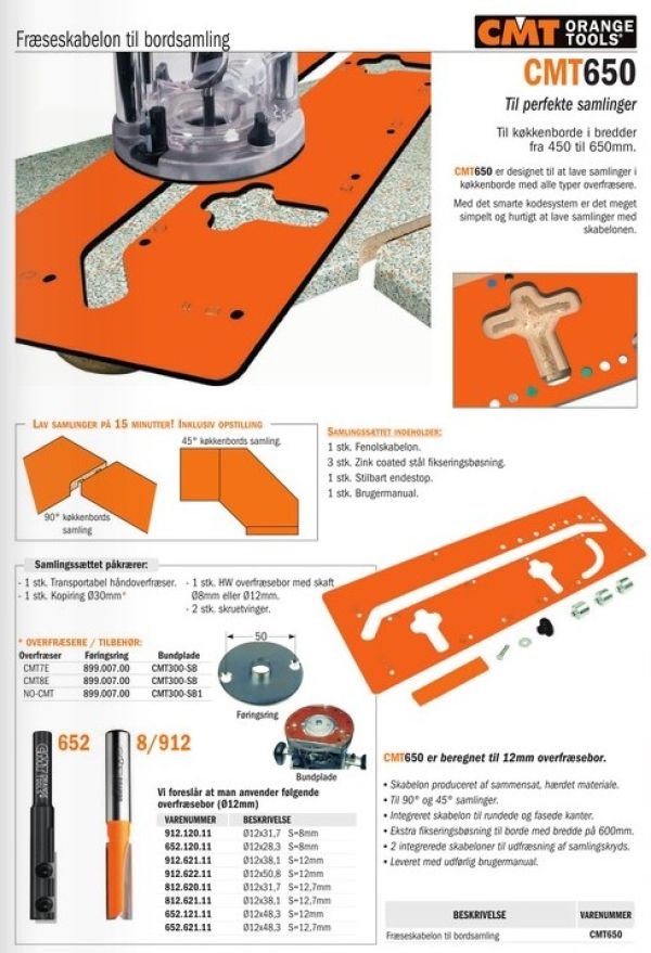 Download en gratis overfræser skabelon bordplade i PDF