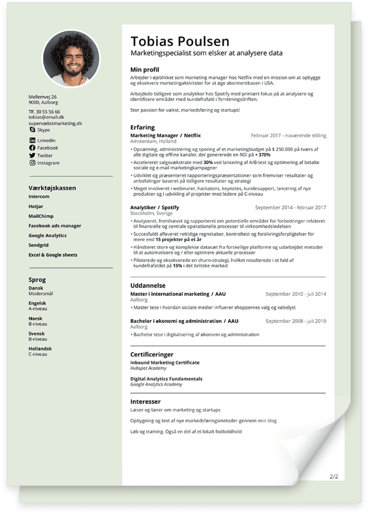 Download en gratis professionelt cv skabelon i PDF