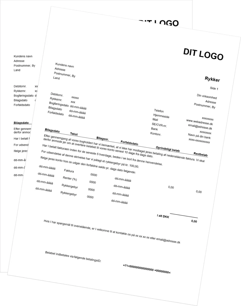 Download en gratis rykkerbrev skabelon i PDF