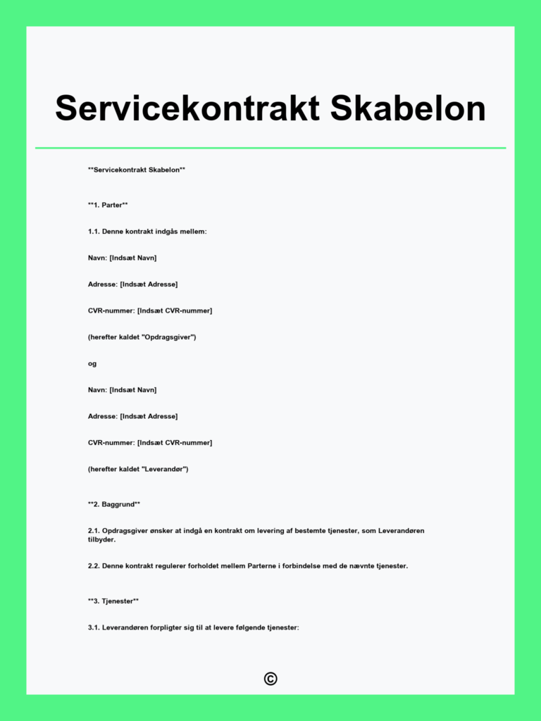 Download en gratis service kontrakt skabelon i PDF