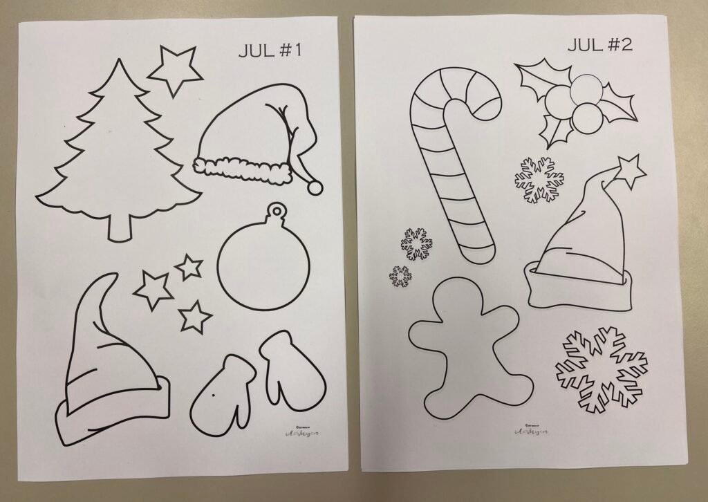 Download en gratis skabeloner til juleklip børn i PDF