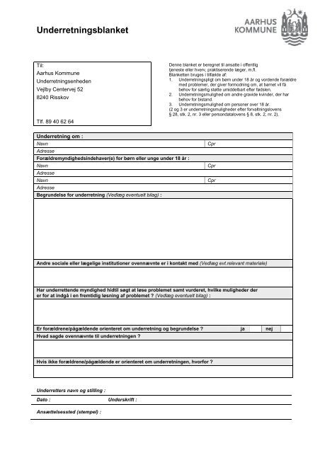 Download en gratis underretning skabelon i PDF