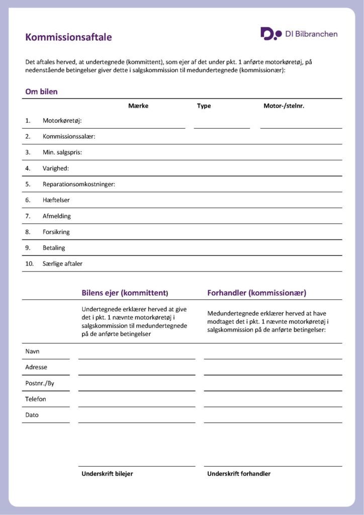 Download gratis kommissionsaftale skabelon i PDF