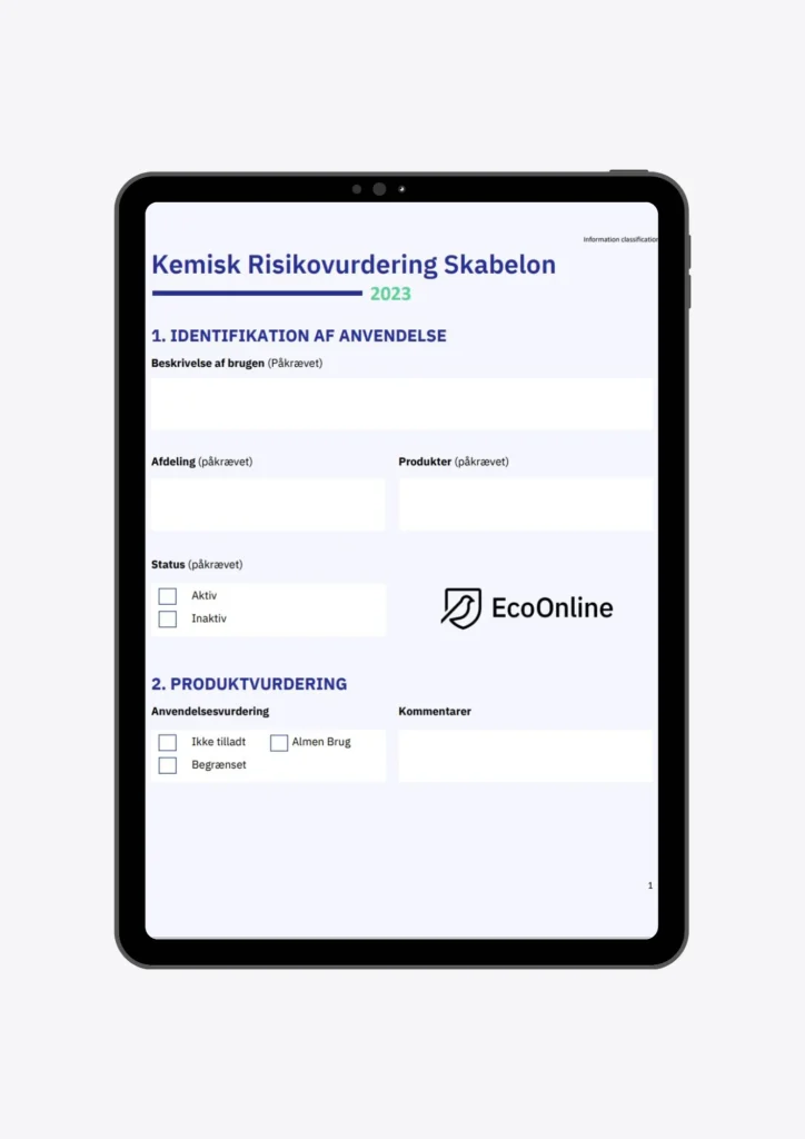 Download kemisk risikovurdering skabelon gratis i PDF og DOC til udskrivning